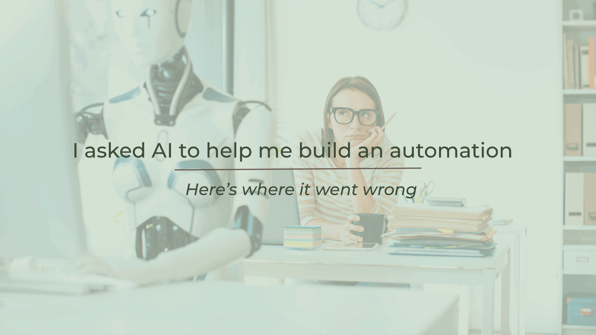 Woman working with robot in office for automation project.